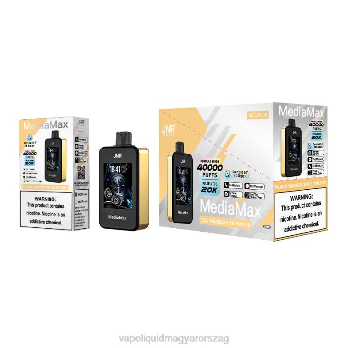 e-liquid utántöltő folyadék - őszibarack mangó görögdinnye JNR MediaMax 40k puff J2XZ15